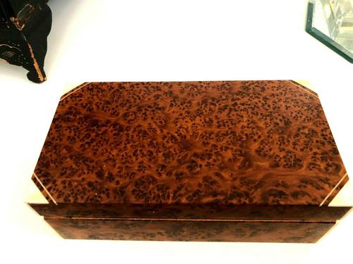 Art Deco Burr Walnut Trinket / Tobacco Box (1 of 7)