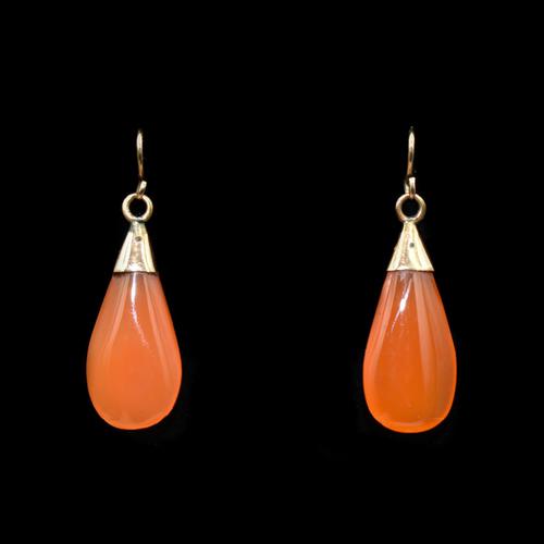 Antique Carnelian Agate 9ct Gold Drop Dangle Earrings (1 of 5) Antique Carnelian Agate 9ct Gold Drop Dangle Earrings (1 of 5)