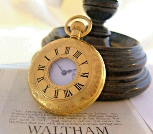 Vintage Swiss Waltham Pocket Watch 1970s 17 Jewel 12ct Gold Plated Half Hunter FWO (1 of 12)