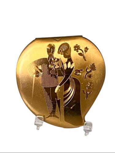 Vintage Powder Compact Elgin American Heart Shape c.1940 (1 of 6)