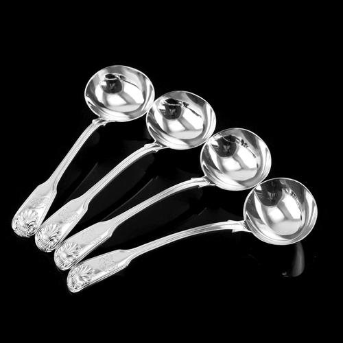 Antique Victorian Set of 4 Solid Silver Sauce Ladles / Spoons "Fiddle Thread & Shell" Pattern - Chawner & Co 1845 (1 of 15) Antique Victorian Set of 4 Solid Silver Sauce Ladles / Spoons "Fiddle Thread & Shell" Pattern - Chawner & Co 1845 (1 of 15)