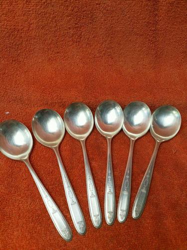 Antique Silver Plate Epns Art Deco Soup Spoons c.1920 (1 of 7)