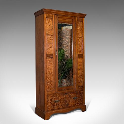 Antique Wardrobe, English, Pitch Pine, Closet, Dressing Mirror, Victorian c.1900 (1 of 12) Antique Wardrobe, English, Pitch Pine, Closet, Dressing Mirror, Victorian c.1900 (1 of 12)