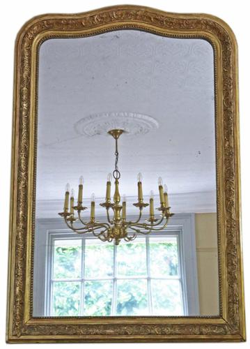 Antique Large Quality French Gilt Overmantle Wall Mirror 19th Century (1 of 6)