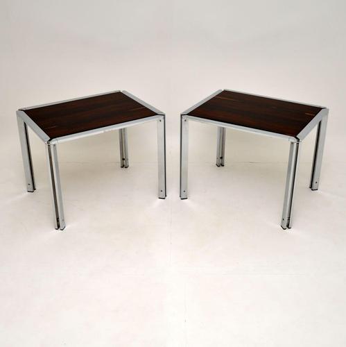 Pair of Vintage Italian Rosewood & Chrome Side Tables (1 of 8) Pair of Vintage Italian Rosewood & Chrome Side Tables (1 of 8)