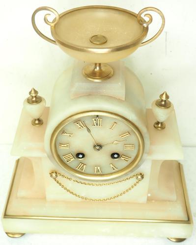 Wonderful French 8-Day Mantel Clock Alabaster Clock with Ormolu Mounts Striking A Bell (1 of 12) Wonderful French 8-Day Mantel Clock Alabaster Clock with Ormolu Mounts Striking A Bell (1 of 12)