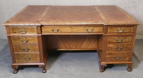 Antique Burr Walnut Partners Desk (1 of 12)