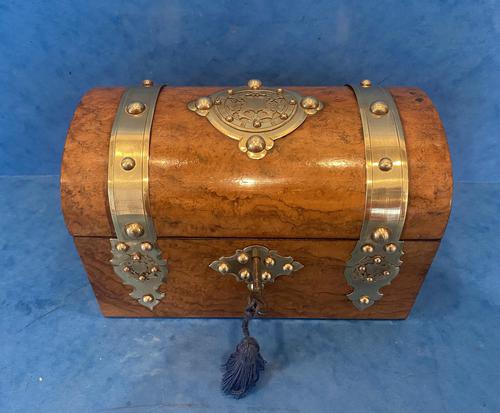 Victorian Brassbound Burr Walnut Stationary Box (1 of 11)