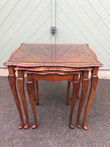 Antique Burr Walnut Nest of 3 Tables (1 of 8)