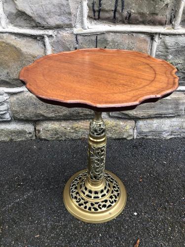 Antique Ornate Walnut & Brass Wine Table (1 of 5)