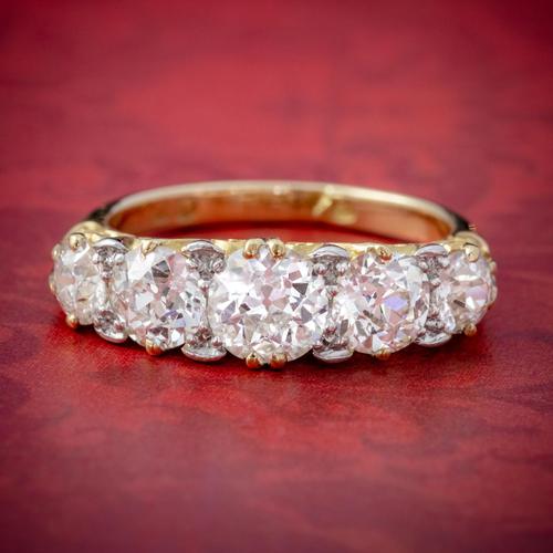 Antique Victorian Diamond Five Stone Ring 18ct Gold 3.09ct Diamonds c.1900 Cert (1 of 8) Antique Victorian Diamond Five Stone Ring 18ct Gold 3.09ct Diamonds c.1900 Cert (1 of 8)