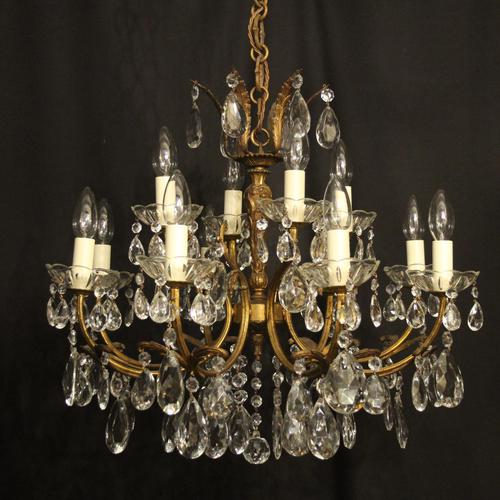 Italian Gilded 12 Light Double Tiered Antique Chandelier (1 of 10)