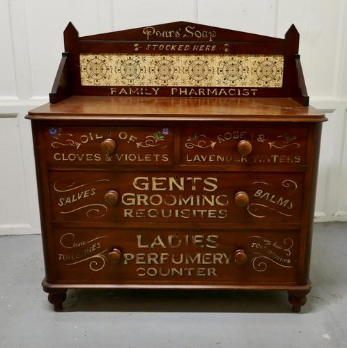 Victorian Mahogany Sign Painted Chemist’s Chest of Drawers (1 of 7)