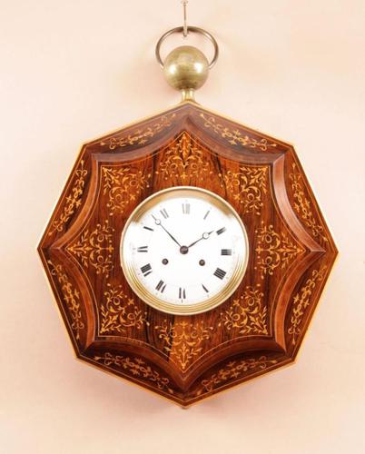 Very Decorative Rosewood/ Palisandre Inlaid with Lemon Wood French Wall Clock Charles X First Half 19th Century (1 of 10) Very Decorative Rosewood/ Palisandre Inlaid with Lemon Wood French Wall Clock Charles X First Half 19th Century (1 of 10)