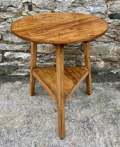 Antique Pine Cricket Table with Shelf (1 of 11)