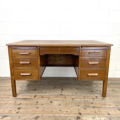 Early 20th Century Antique Oak Pedestal Desk (1 of 9)