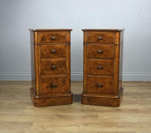 Stunning Pair of Burr Walnut Bedside Chests of Drawers (1 of 5)