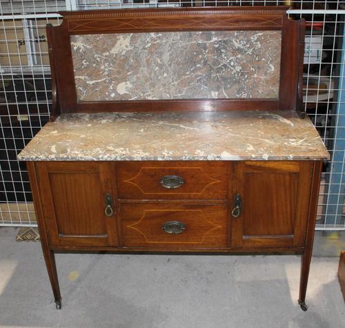 1940s Marble Top & Back Mahogany Washstand (1 of 3) 1940s Marble Top & Back Mahogany Washstand (1 of 3)