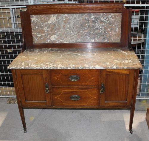 1940s Marble Top & Back Mahogany Washstand (1 of 3)