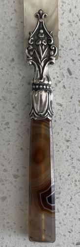 Victorian Agate, Silver & Mother of Pearl Letter Opener (1 of 6)