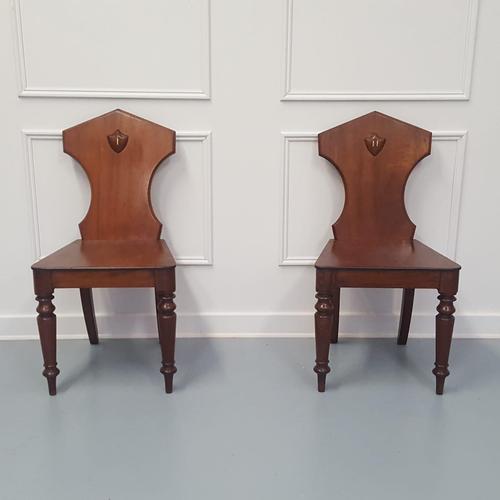 Pair of  Antique Engraved Hall Chairs c.1850 (1 of 7)