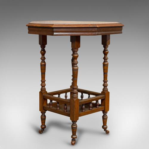 Antique Lamp Table, English, Walnut, Octagonal, Side, Games, Edwardian c.1910 (1 of 10)