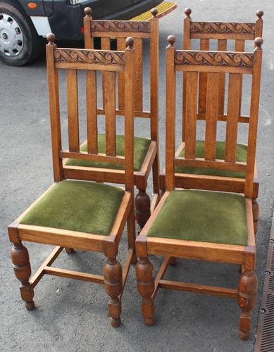 1940's Set 4 Light Oak Highback Chairs with Pop out Seats (1 of 3)