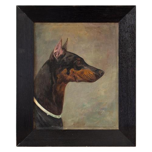 Wilhelm Westerop, Portrait of a Doberman, Oil Painting (1 of 10)