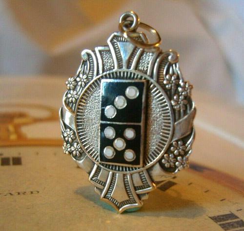 Antique Pocket Watch Chain Gaming Fob 1910 Art Nouveau Large Silver Nickel Dominos Fob Nos (1 of 8) Antique Pocket Watch Chain Gaming Fob 1910 Art Nouveau Large Silver Nickel Dominos Fob Nos (1 of 8)