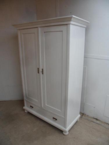 Victorian Antique Pine 2 Door 1 Piece Painted Child's / Hall Wardrobe (1 of 11)