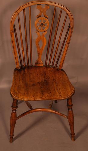 Single Wheel Back Kitchen Windsor Chair in Yew Wood (1 of 6)