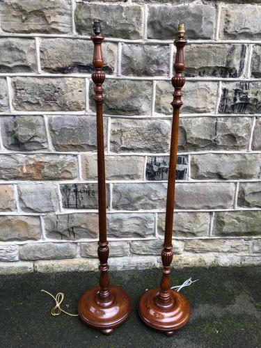 Pair of Antique Mahogany Floor Standard Lamps (1 of 8) Pair of Antique Mahogany Floor Standard Lamps (1 of 8)