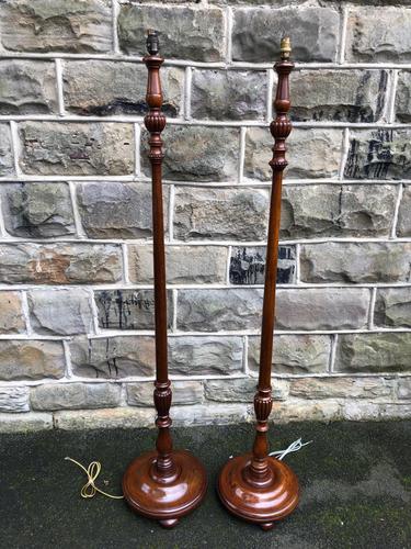 Pair of Antique Mahogany Floor Standard Lamps (1 of 8)