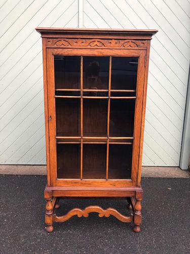 Antique Slim Glazed Oak Bookcase (1 of 11)