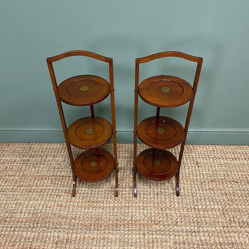 Unusual Pair of Antique Mahogany Folding Cake Stands (1 of 5)