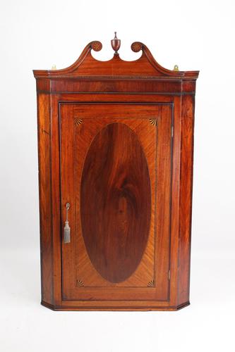 Antique Georgian Mahogany & Inlaid Corner Cupboard (1 of 13)