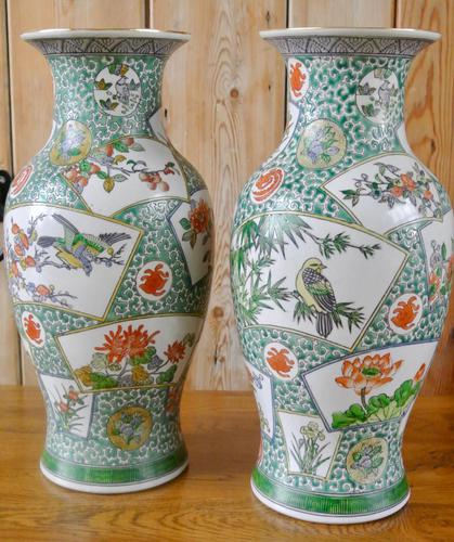 Pair of Chinese Famille Verte Vases (1 of 5)