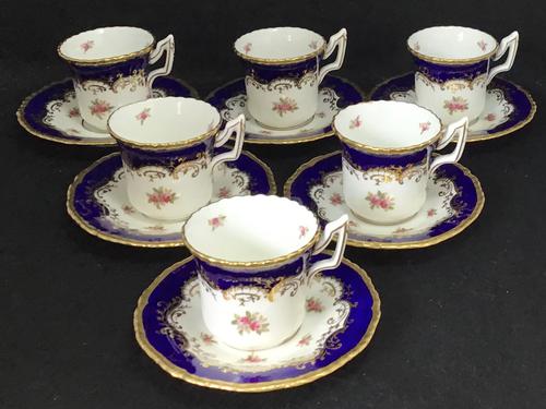 Beautiful Set of 6 Victorian Coalport Floral Decorated Coffee Cans & Saucers (1 of 7) Beautiful Set of 6 Victorian Coalport Floral Decorated Coffee Cans & Saucers (1 of 7)