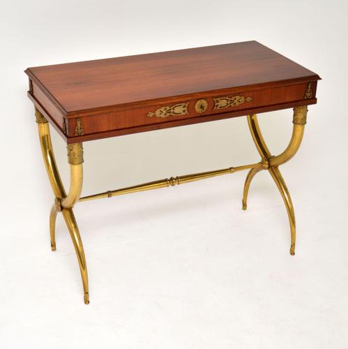 Antique Neoclassical Walnut & Brass Writing / Side Table (1 of 16)