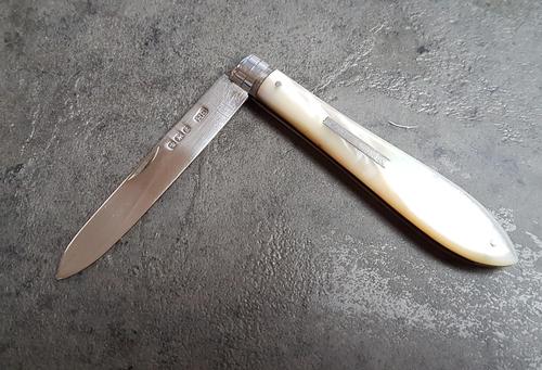 Sterling Silver & Mother of Pearl Fruit Knife (1 of 3)