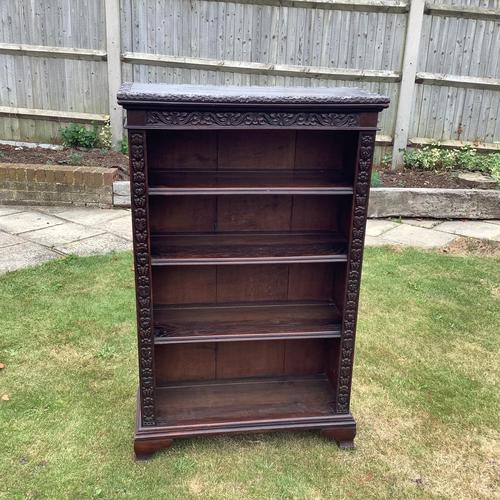 Carved Oak Open Bookcase (1 of 4)