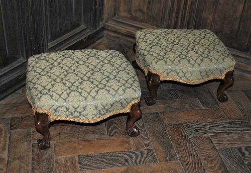 Pair of Upholstered Walnut Stools (1 of 4) Pair of Upholstered Walnut Stools (1 of 4)
