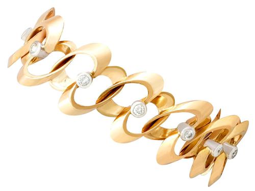 1.20ct Diamond & 18ct Yellow Gold Bracelet - Vintage French c.1950 (1 of 9) 1.20ct Diamond & 18ct Yellow Gold Bracelet - Vintage French c.1950 (1 of 9)