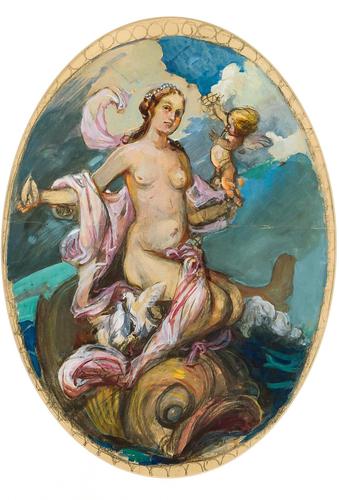 Exclusive Russian Symbolism Painting from Private Collection. #1 Female with a Fish (1 of 5) Exclusive Russian Symbolism Painting from Private Collection. #1 Female with a Fish (1 of 5)