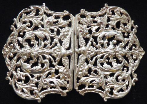 Large Victorian 1897 Hallmarked Solid Silver Nurses Belt Buckle (1 of 7)