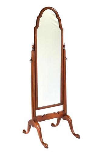 Walnut Queen Anne Style Cheval Mirror c.1930 (1 of 3)