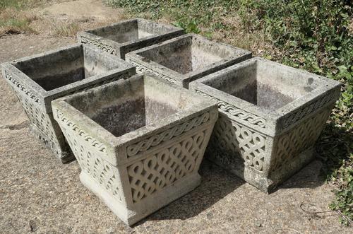 Set of 5 Classical Basket Weave Garden Planters (1 of 10)