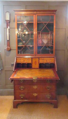 Fine George III Period Flame Mahogany Bureau Bookcase (1 of 9)