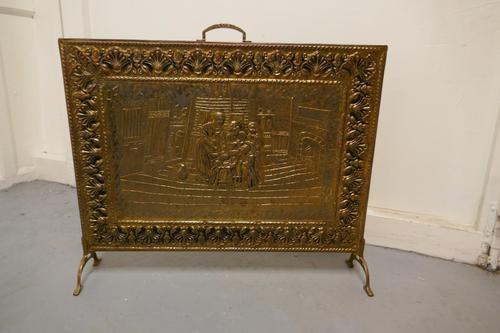 Large Victorian Tavern Scene Brass Fire Screen (1 of 4) Large Victorian Tavern Scene Brass Fire Screen (1 of 4)