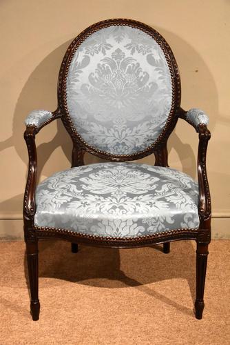 George III Mahogany Oval Back Armchair (1 of 6)